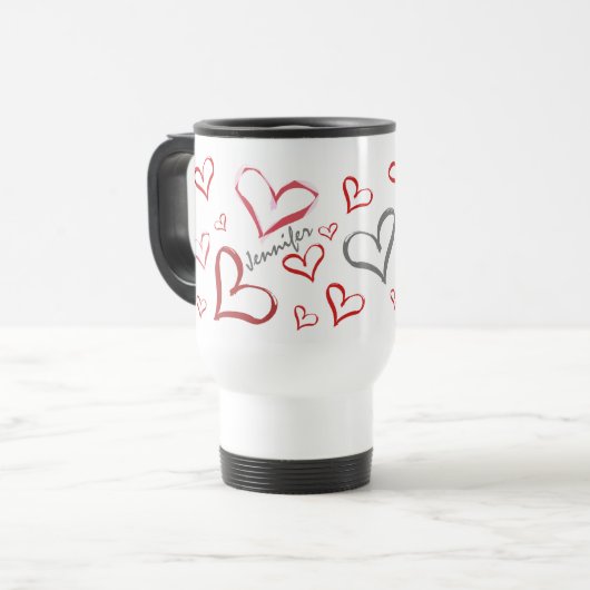 Mug De Voyage Coeurs tumultueux (Devant gauche)