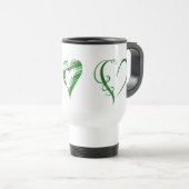Mug De Voyage Coeurs verts, Amour, Romance, Saint Valentin (Devant droit)