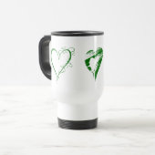 Mug De Voyage Coeurs verts, Amour, Romance, Saint Valentin (Devant gauche)