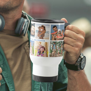 Mug De Voyage Collage de photos de famille avec 8 photos et text