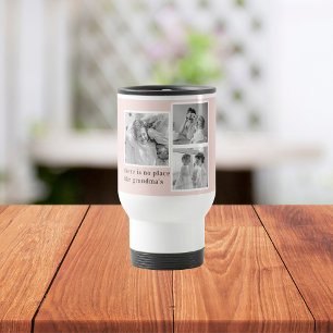 Mug De Voyage Collage Photo Pastel Pink Meilleur grand-mère Pois