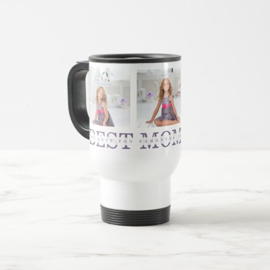 Mug De Voyage Collage Photo Purple Best Mom Ever Cadeau (Devant gauche)