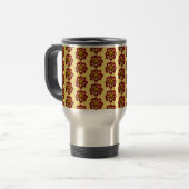 Mug De Voyage Collarette rouge Dahlia motifs floraux sur jaune (Devant gauche)