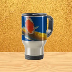 Mug De Voyage Coloré orange et blanc Koi