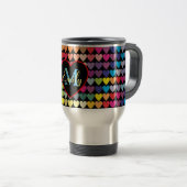 Mug De Voyage Colorful Rainbow Hearts Pattern Personalised (Devant droit)
