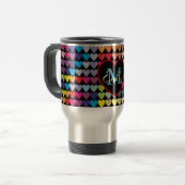 Mug De Voyage Colorful Rainbow Hearts Pattern Personalised (Devant gauche)