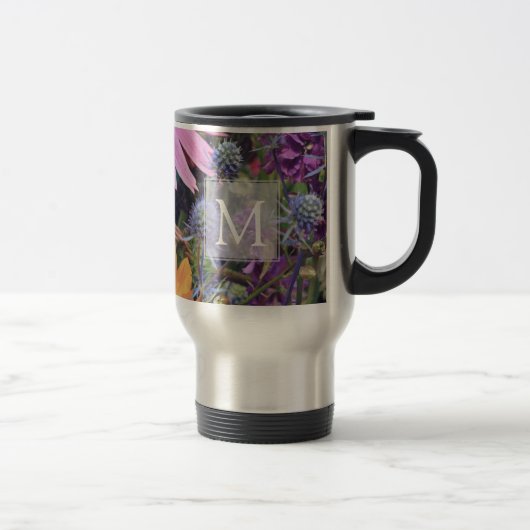 Mug De Voyage Colorful Summer Flower Garden Monogram (Droit)