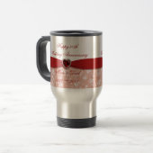 Mug De Voyage Conception d'anniversaire de mariage de damassé (Devant gauche)