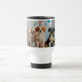 Mug De Voyage Conception de célébration d'anniversaire de chiots (Centre)