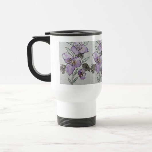 Mug De Voyage Conception de design aquarelle fleur violette (Gauche)