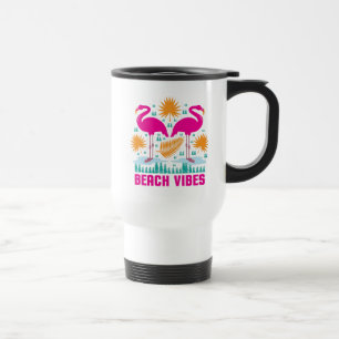 Mug De Voyage Conception de flamants roses de vibes de plage