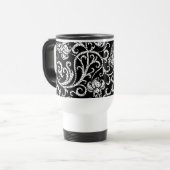 Mug De Voyage Conception de fleurs de dalmatien noir mignon (Devant gauche)