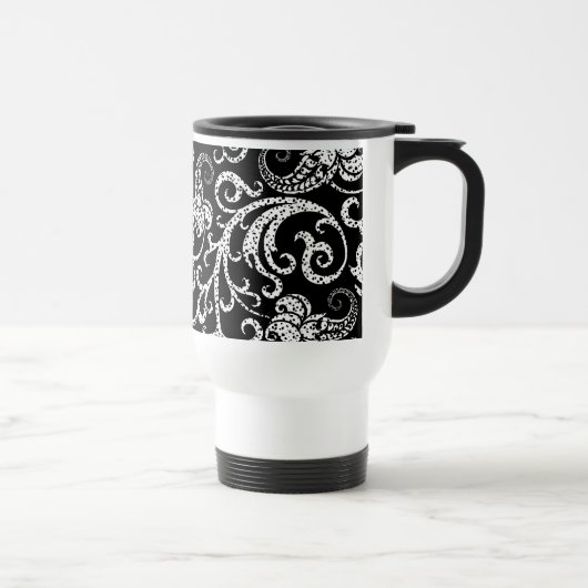 Mug De Voyage Conception de fleurs de dalmatien noir mignon (Droite)