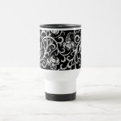 Mug De Voyage Conception de fleurs de dalmatien noir mignon (Centre)