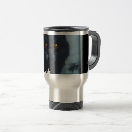 Mug De Voyage conception de loup solitaire (Devant droit)