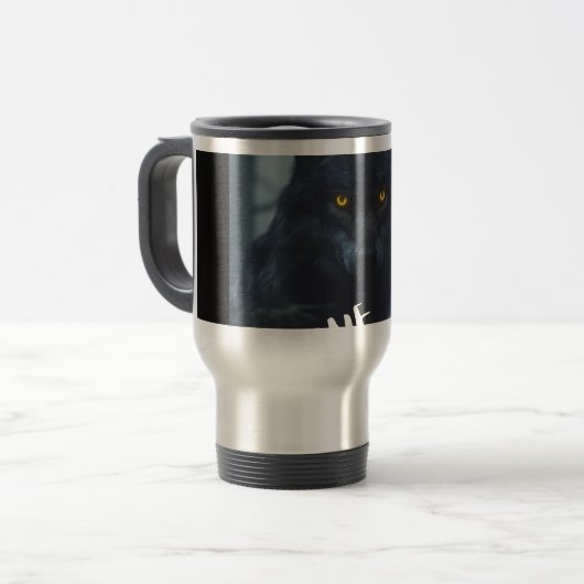 Mug De Voyage conception de loup solitaire (Devant gauche)