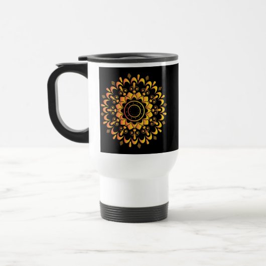 Mug De Voyage Conception de mandala unique doré-95747 (Gauche)