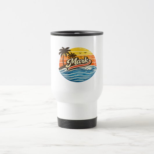 Mug De Voyage Conception de nom Rétro Sunset Mark (Centre)
