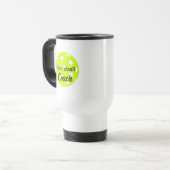 Mug De Voyage Conception de texte de coach de pickleball jaune d (Devant gauche)