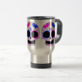 Mug De Voyage Conception heureuse de crâne de sucre (Devant droit)