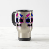 Mug De Voyage Conception heureuse de crâne de sucre (Devant gauche)
