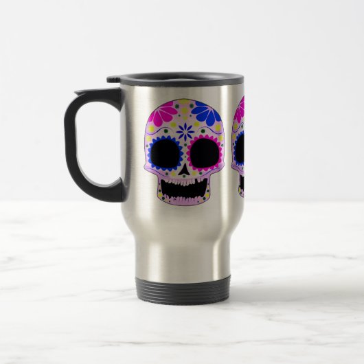Mug De Voyage Conception heureuse de crâne de sucre (Gauche)