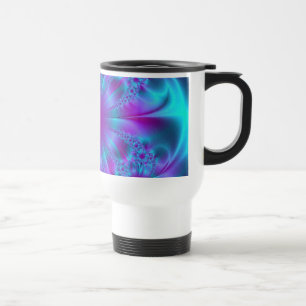 Mug De Voyage Conception pourpre et bleue de fractale