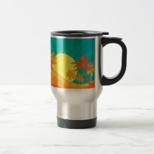 Mug De Voyage Conception tropicale de surf de plage de coucher