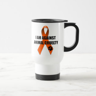 Mug De Voyage Contre le ruban orange de conscience de cruauté