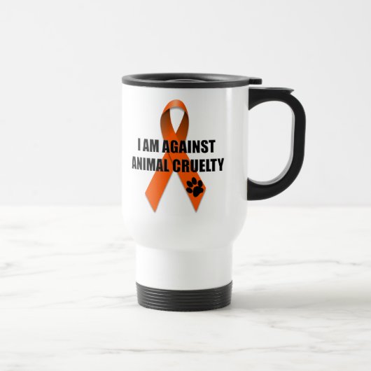 Mug De Voyage Contre le ruban orange de conscience de cruauté (Droite)