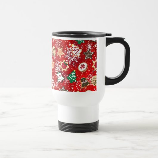 Mug De Voyage Cookies de Noël et flocons de neige en rouge (Droite)