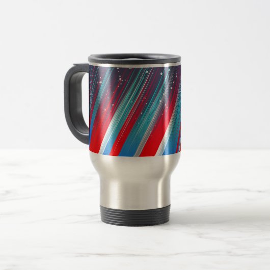 Mug De Voyage Cool Abstract Red White Blue Brush Strokes (Devant gauche)