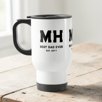Mug De Voyage Cool Monogramme Moderne Noir et Blanc Meilleur Pap