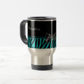 Mug De Voyage Copie noire et turquoise à la mode de zèbre avec (Devant gauche)