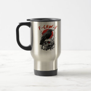 Mug De Voyage Corbeau, F-Caw-F Oiseau Drôle F-Caw-F Lune Gothiqu