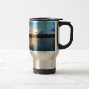 Mug De Voyage Coucher de soleil bleu sur le lac