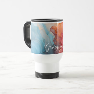 Mug De Voyage Coucher de soleil coloré personnalisé sur encre d'
