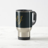 Mug De Voyage Couleur Or Charbon Monogramme Initial Professionne (Devant droit)