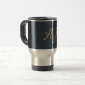 Mug De Voyage Couleur Or Charbon Monogramme Initial Professionne (Devant gauche)