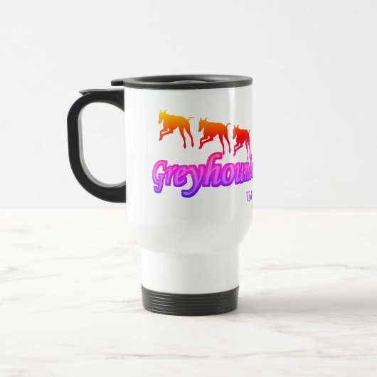 Mug De Voyage Courir Greyhounds Rainbow Personnalisé (Gauche)