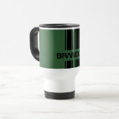Mug De Voyage Coutume Vert foncé noir course automobile Stripes  (Devant gauche)