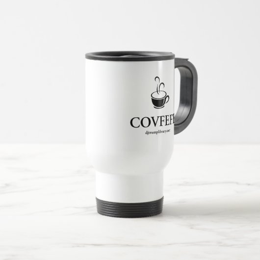 Mug de voyage "Covfefe" (blanc) (Devant droit)