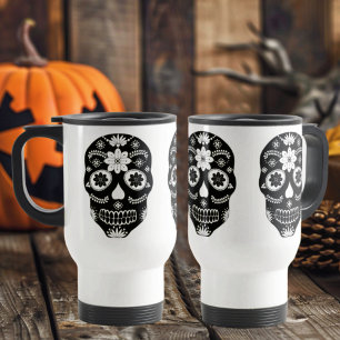 Mug De Voyage Crâne à sucre mexicain 2 Musique de voyage noir et