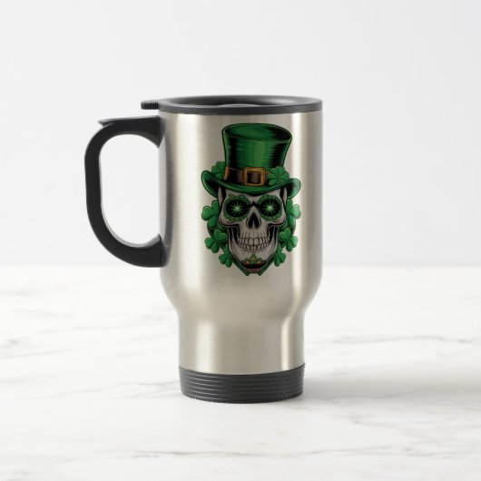Mug De Voyage Crâne à sucre St Patrick Day Shamrock chanceux (Gauche)