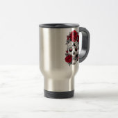 Mug De Voyage Crâne de tatouage Diamond Rose rouge (Devant droit)