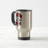 Mug De Voyage Crâne de tatouage Diamond Rose rouge (Devant gauche)