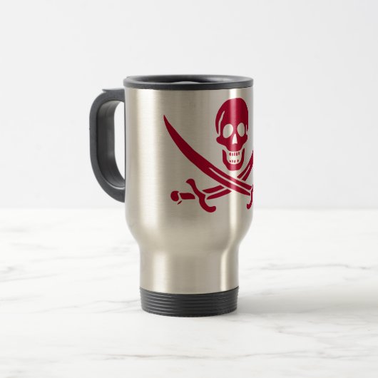 Mug De Voyage Crâne et épées de Crimson Drapeau pirate de Calico (Devant gauche)