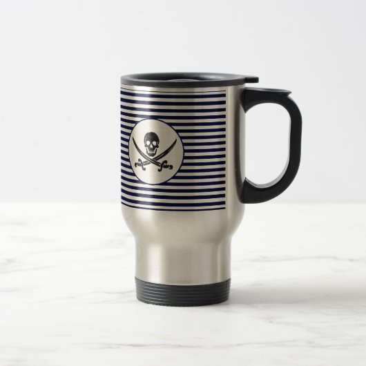 Mug De Voyage Crâne pirate de marine et os croisés (Droit)