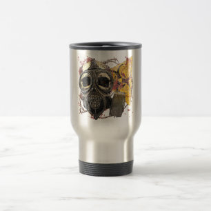 Mug De Voyage Crâne portant un masque à gaz