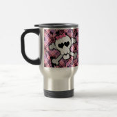 Mug De Voyage Crâne rose et os croisés avec les coeurs et l'arc (Gauche)